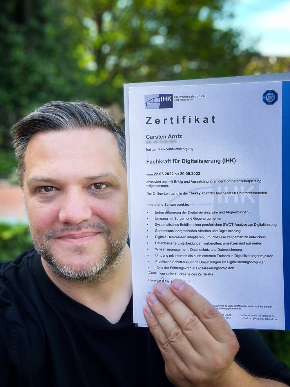 Carsten Arntz ist zertifizierte „Fachkraft für Digitalisierung (IHK)“